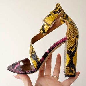 Paris Texas - Snake/Animal Print Leather Sandal - size 39, US size 9, EUC